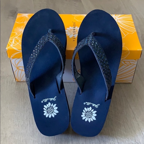 yellow box navy flip flops